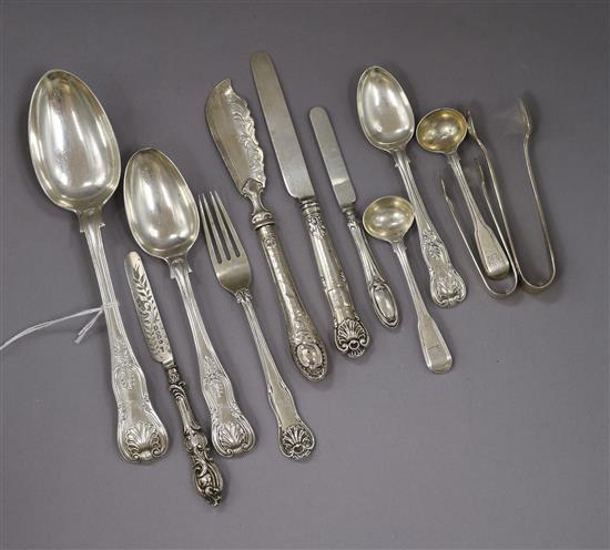 Assorted silver cutlery including Victorian.